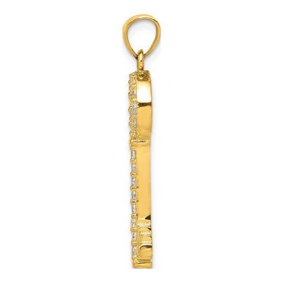 10K Yellow Gold CZ Key Pendant – view 3