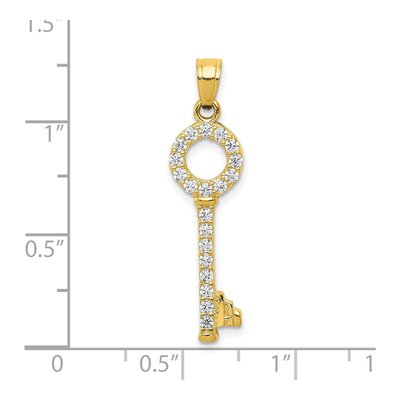 10K Yellow Gold CZ Key Pendant – view 4