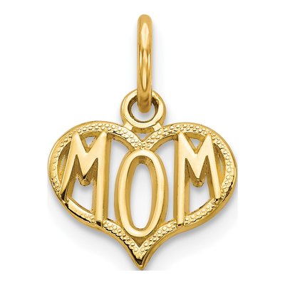 10K Yellow Gold MOM Heart Pendant