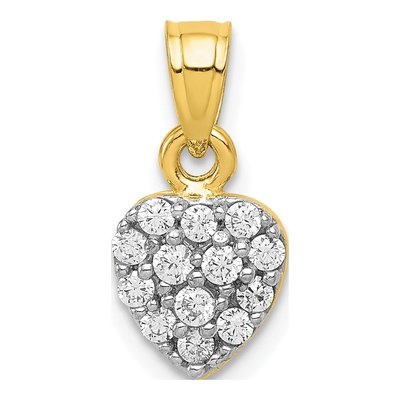 10K Yellow Gold CZ Cluster Small Heart Charm