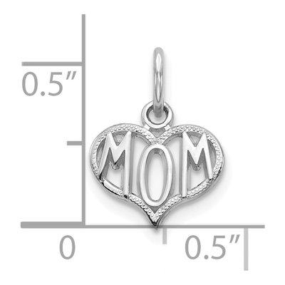 10K White Gold MOM Heart Pendant – view 3