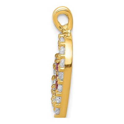 10K Yellow Gold CZ Heart Flower Pendant – view 3