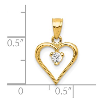 10K Yellow Gold CZ Heart Pendant – view 4