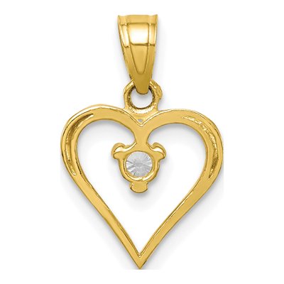 10K Yellow Gold CZ Heart Pendant – view 5