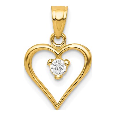 10K Yellow Gold CZ Heart Pendant