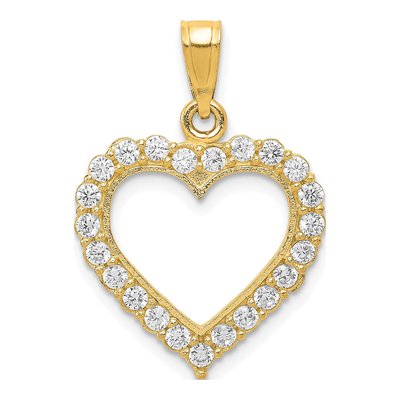 10K Yellow Gold CZ Heart Pendant
