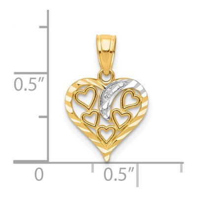 10K Yellow Gold Diamond-Cut Hearts Heart Charm – view 4