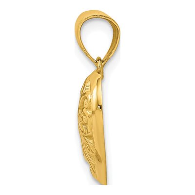 10K Yellow Gold Diamond-Cut Filigree Heart Charm – view 3