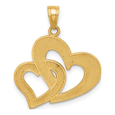 10K Yellow Gold Double Heart Pendant – view 5