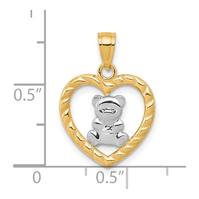 10K Yellow Gold Teddy Bear Heart Charm – view 4