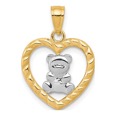 10K Yellow Gold Teddy Bear Heart Charm