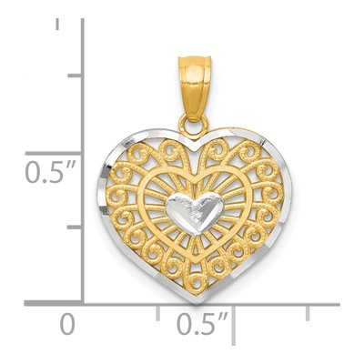 10K Yellow Gold Filigree Heart Charm – view 4