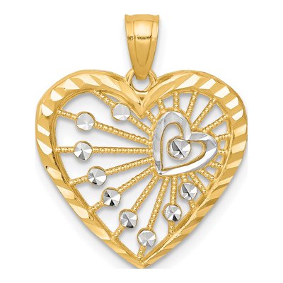 10K Yellow Gold Filigree Heart Charm
