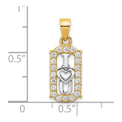 10K Yellow Gold CZ I Heart YOU Charm – view 4