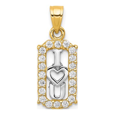 10K Yellow Gold CZ I Heart YOU Charm