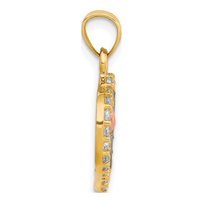 10K Two-Tone Gold CZ I Heart YOU Pendant – view 3
