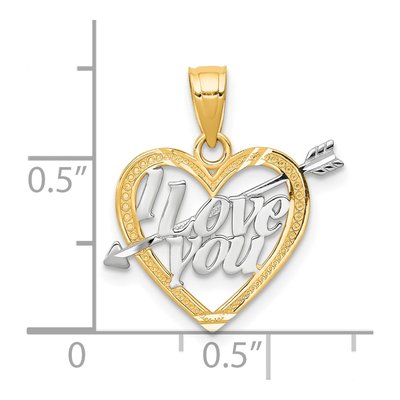 10K Yellow Gold I LOVE YOU Heart Arrow Pendant – view 4