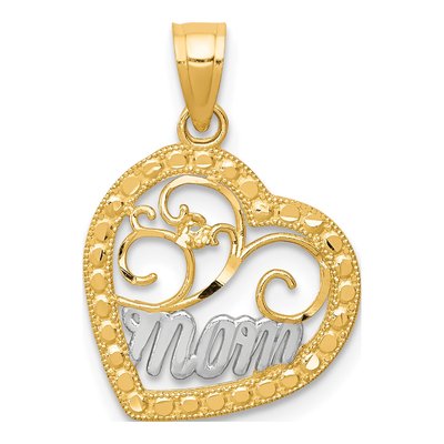 10K Yellow Gold MOM Heart Charm