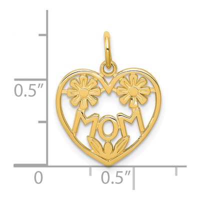 10K Yellow Gold MOM Heart Flowers Charm – view 4