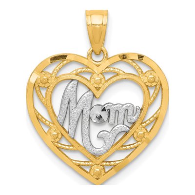 10K Yellow Gold MOM Heart Charm