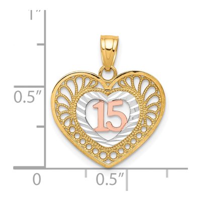 10K Two-Tone Gold Heart Pendant – view 4