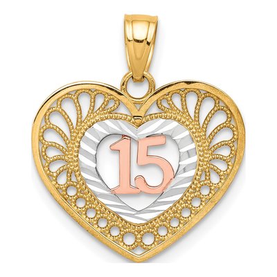 10K Two-Tone Gold Heart Pendant