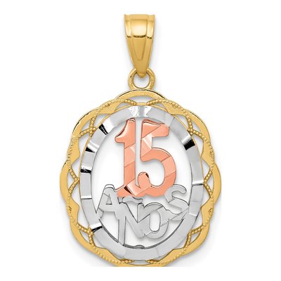 10K Two-Tone Gold ANOS Oval Pendant