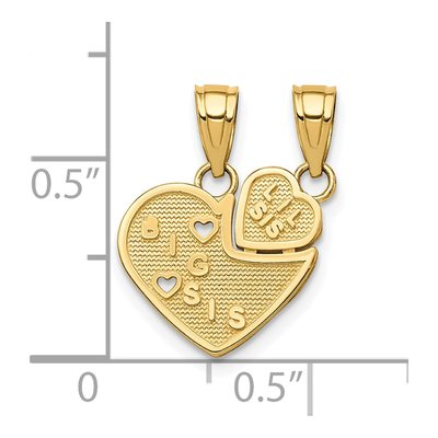 10K Yellow Gold Big Sis Lil Heart Set Charm – view 4