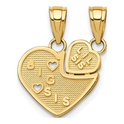 10K Yellow Gold Big Sis Lil Heart Set Charm