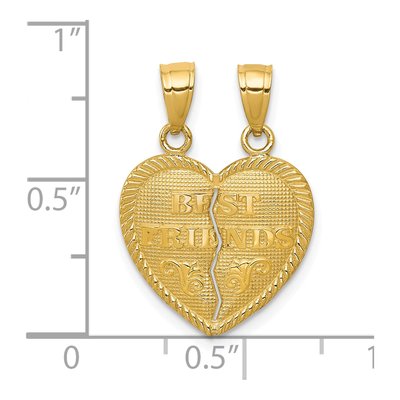 10K Yellow Gold Best Friends Heart Set Pendant – view 4