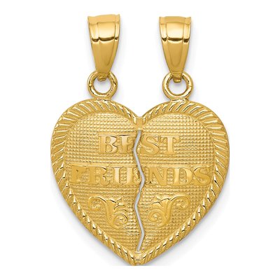 10K Yellow Gold Best Friends Heart Set Pendant