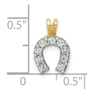 10K Yellow Gold CZ Horseshoe Pendant – view 4