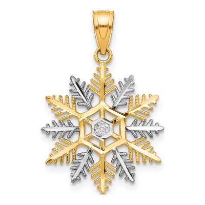 10K Yellow Gold Snowflake Detail Charm