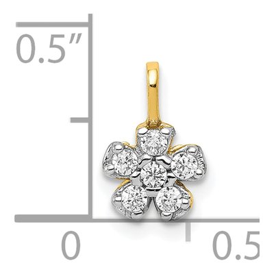 10K Yellow Gold CZ Small Flower Pendant – view 4