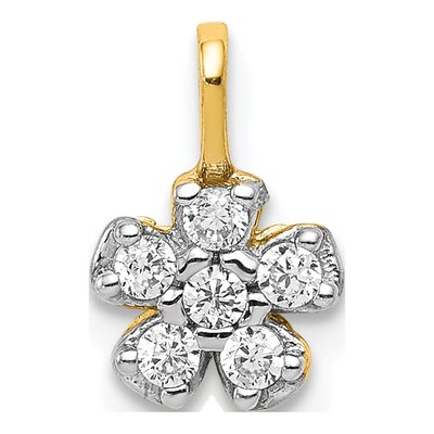 10K Yellow Gold CZ Small Flower Pendant