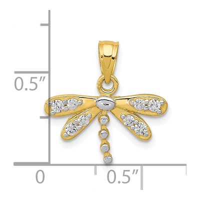 10K Yellow Gold CZ Dragonfly Charm – view 4
