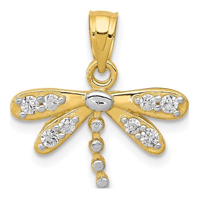 10K Yellow Gold CZ Dragonfly Charm