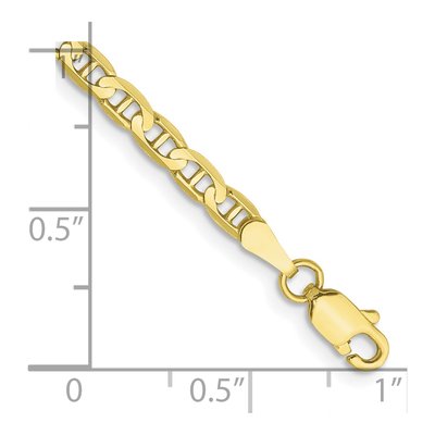 10K Yellow Gold 3mm Concave Anchor Chain Bracelet – view 2