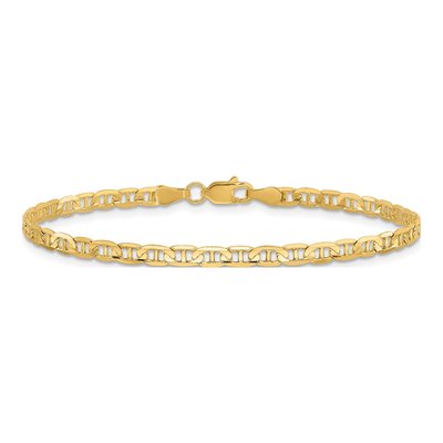 10K Yellow Gold 3mm Concave Anchor Chain Bracelet – view 3
