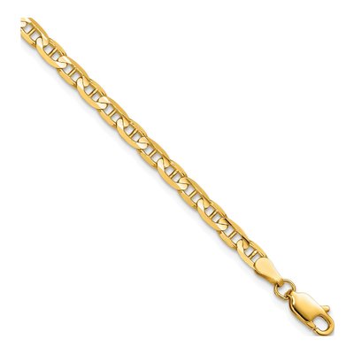 10K Yellow Gold 3.75mm Concave Anchor Chain Bracelet