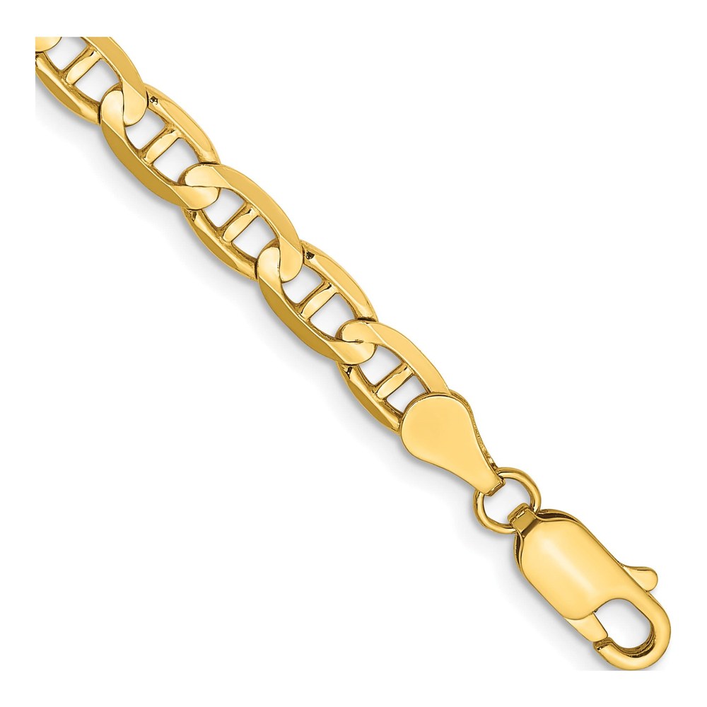 10K Yellow Gold 4.5mm Concave Anchor Chain Bracelet