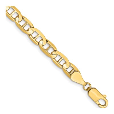 10K Yellow Gold 5.25mm Concave Anchor Chain Bracelet