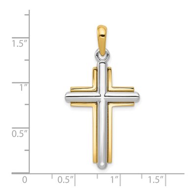 10K Two-Tone Gold Cross Pendant – view 4