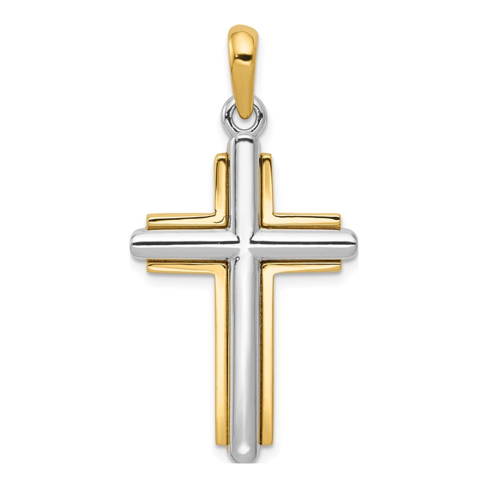 10K Two-Tone Gold Cross Pendant
