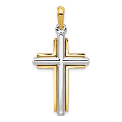 10K Two-Tone Gold Cross Pendant