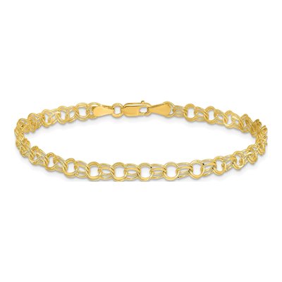 10K Yellow Gold Double Link Charm Bracelet – view 3