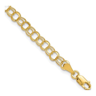 10K Yellow Gold Double Link Charm Bracelet