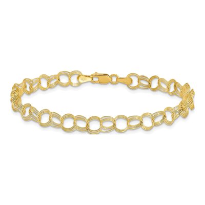 10K Yellow Gold Triple Link Charm Bracelet – view 3