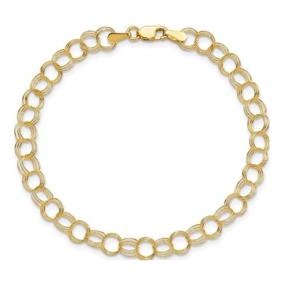 10K Yellow Gold Triple Link Charm Bracelet – view 4