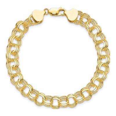 10K Yellow Gold Triple Link Charm Bracelet – view 3